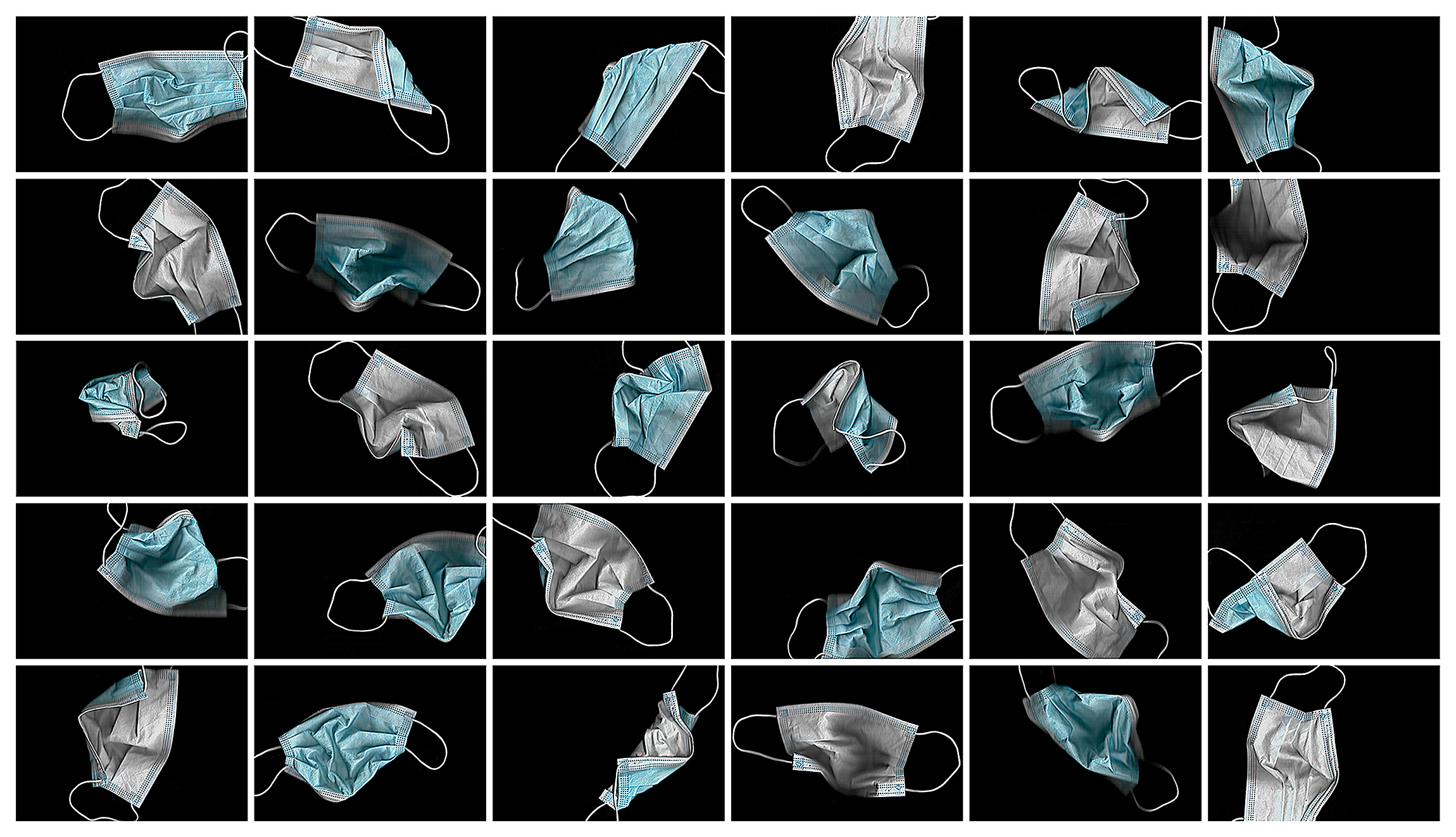"Thirty Variations of a Disposable Face Covering Thrown Down in Anger" (2021)